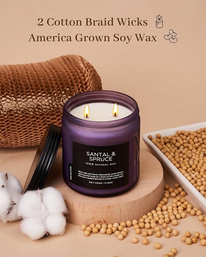 M&SENSE Sweet Spruce Scented Candle, 11.6oz Natural Soy Wax Up to 70 Hours - Image 3
