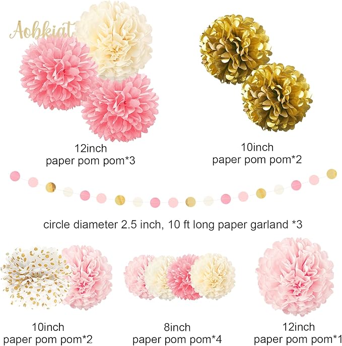 AOBKIAT Wedding Baby Shower Decorations Set, Circle Dots Colorful Paper Garland - Image 2