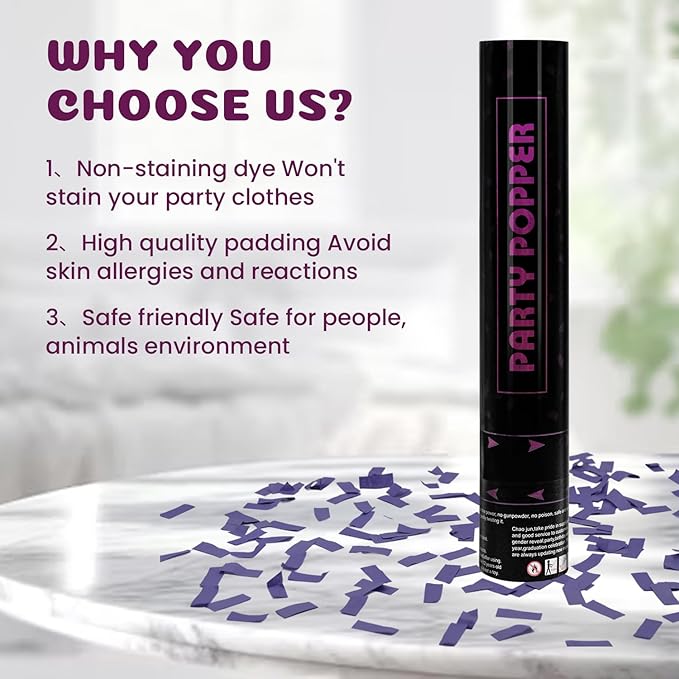 Confetti Poppers Purple Confetti Cannon 12 Pack Party Poppers Biodegradable12 - Image 7