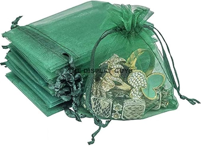 TheDisplayGuys 100-Pack 6x8 Dark Green Sheer Organza Gift Bags by TheDisplayGuys