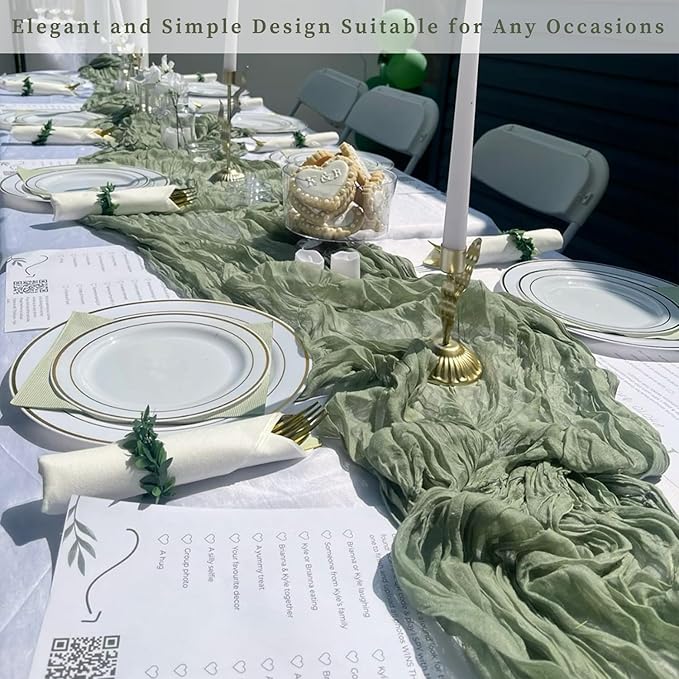 20 Pack Sage Green Cheesecloth Table Runner 10FT Rustic Gauze Fabric Cheese - Image 7