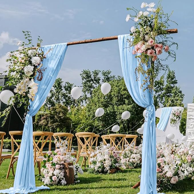 Baby Blue Wedding Arch Draping Fabric 29" x 20 FT Blue Wedding Drapes by DeZerlor