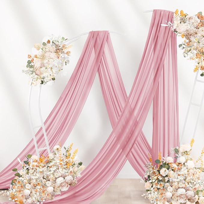 Dusty Rose Wedding Arch Draping Fabric 29" x 20 FT Wedding Drapes - Image 7