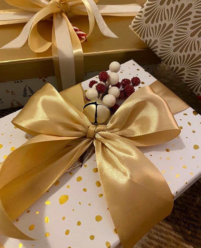 1-1/2 Inch Champaign Gold Satin Ribbon 50 Yards Solid Fabric Ribbons - Image 5