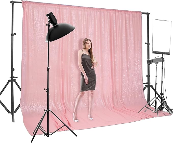 PartyDelight Pink Sequin Backdrop Wedding 20FTx10FT Not Through Background - Image 5