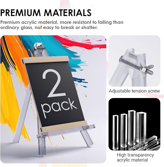 9 inch Acrylic Easel for Painting, 6 Pack Easel Stand for Wedding Signs - Image 5
