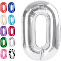 Silver 40 Inch 0 Number Balloons, 0 Decorations by Upgesy