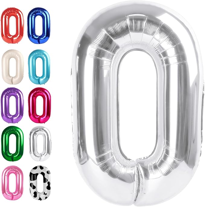 Silver 40 Inch 0 Number Balloons, 0 Decorations by Upgesy