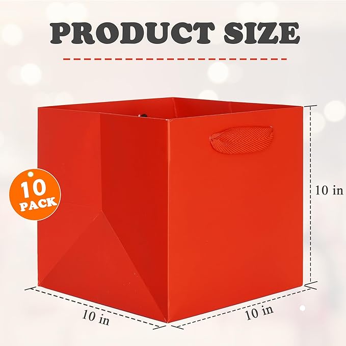 ADIDO EVA Red Square Gift Bags Medium Size Square Bottom Paper Bags - Image 2