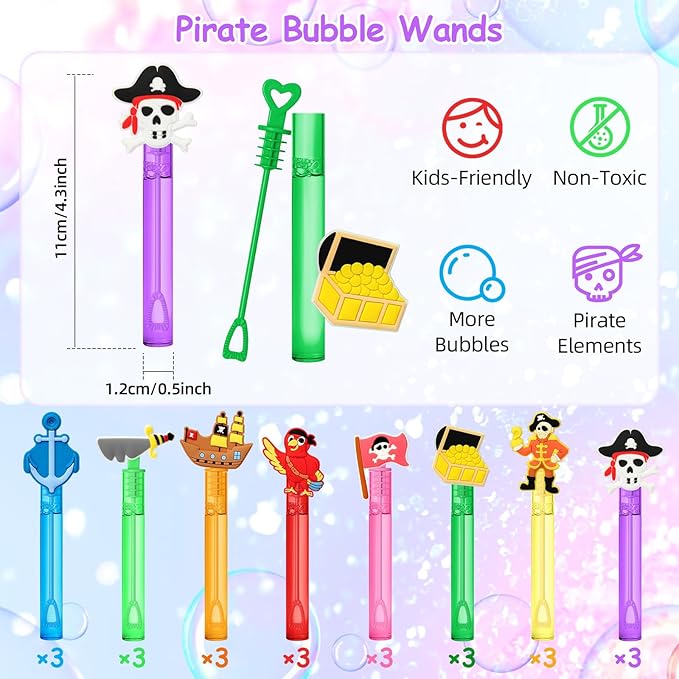 AFZMON 24Pcs Pirate Party Favors Bubble Wands - Image 2