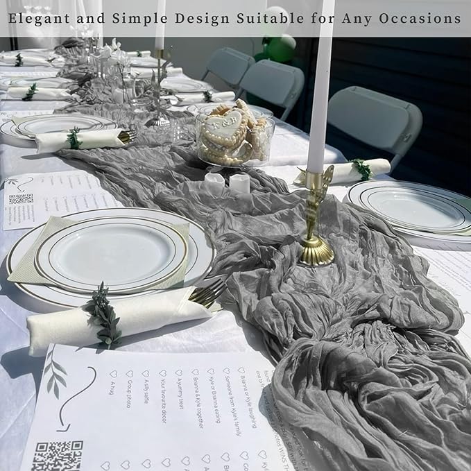 12 Pack Gray 10FT Cheesecloth Table Runner Rustic Gauze Fabric Cheese Cloth - Image 6