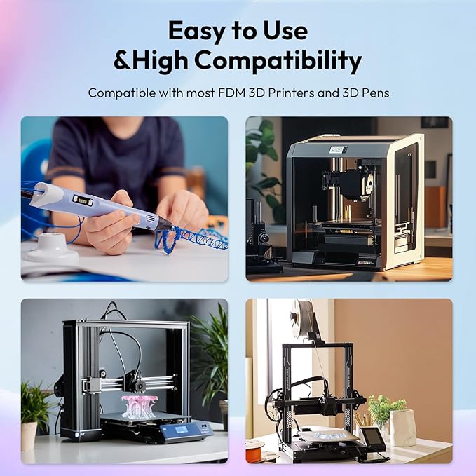 AMOLEN Silk PLA 3D Printer Filament, Shiny Multicolor Rainbow PLA Filament - Image 6