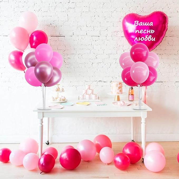 TONIFUL 4 Set Metallic Pink Balloon Stand Centerpiece Table Decorations - Image 4