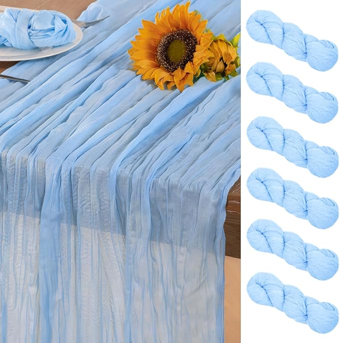 Baby Blue Cheesecloth Table Runner 6 Pack Fall Table Runners Boho Gauze 120 by DeZerlor
