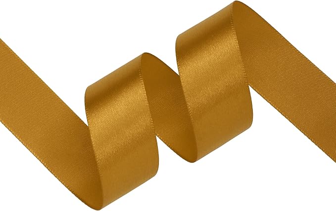 Gold Satin Ribbon 1 inch X Continuous 50 Yards, Single Face Polyester Ribbon - Image 2