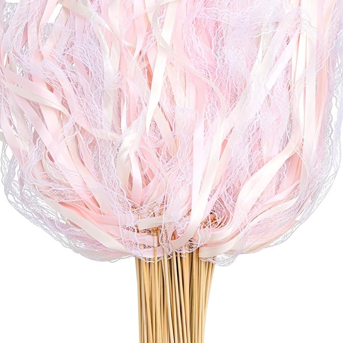 Taiyin 150 Pcs Lace Ribbon Stick Wands Wedding Wand Streamers by Taiyin
