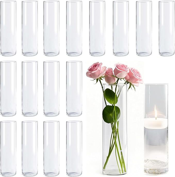 Glass Vase 18pcs Glass Cylinder Vases by Unknown