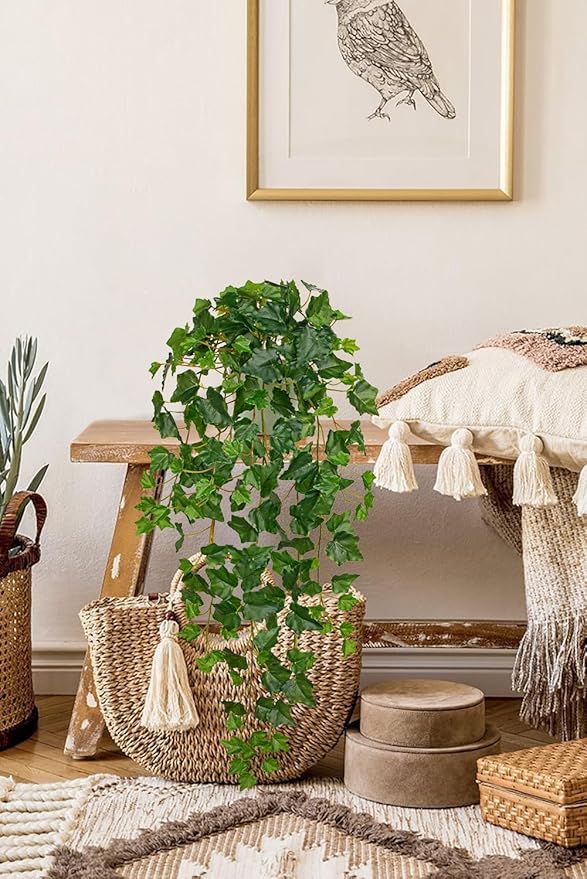 Hollyone Artificial Hanging Plants Potted 31.4" Fake Ivy Vine Faux Ivy Leaves - Image 5
