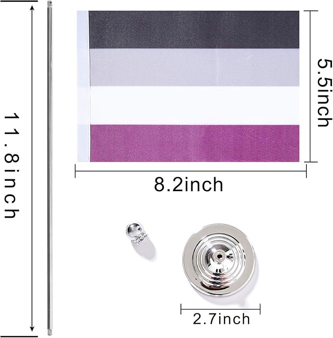 ZXvZYT 2 Pack Pride Rainbow Asexual flag Asexual table flag, Small Mini LGBT - Image 2