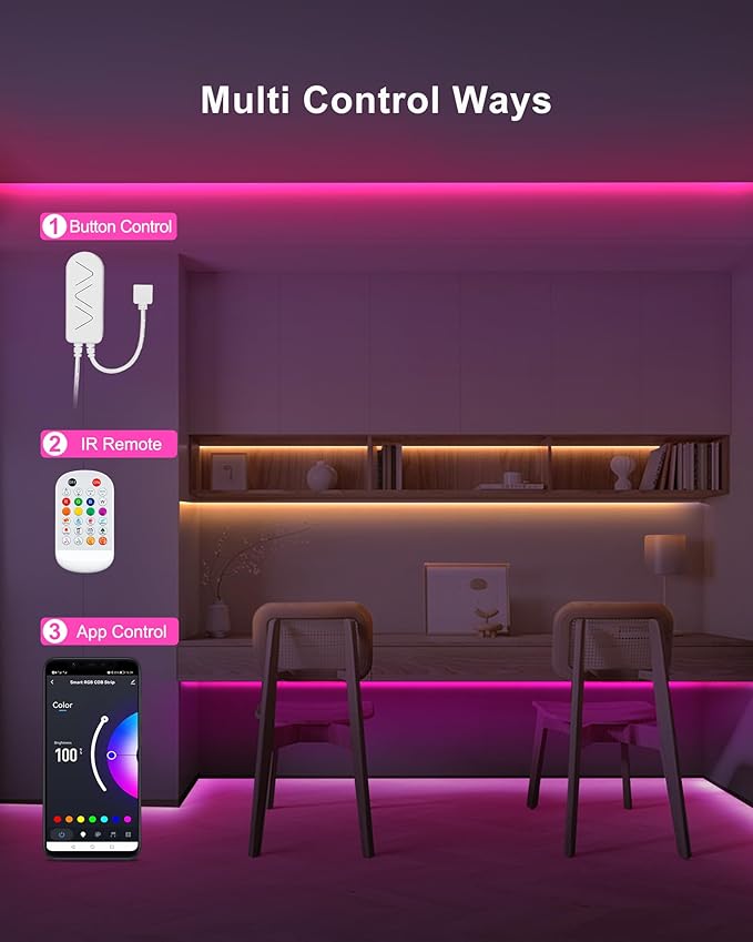 16.4ft Bluetooth RGB COB Led Strip Lights - Image 4