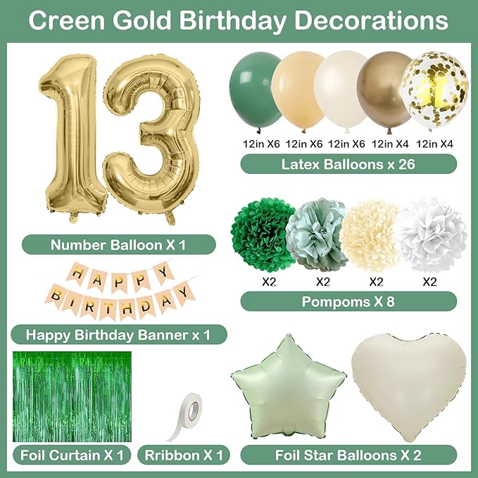 Sage Green 13th Birthday Decorations - Image 4