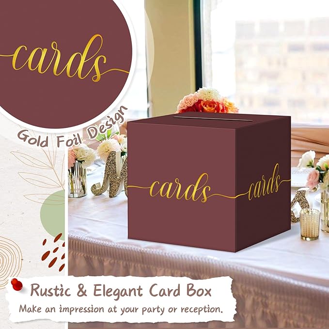 QIKSION Maroon Graduation Card Box, Wedding Reception, Baby Shower - Image 3