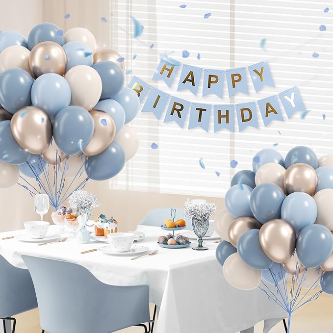 60pcs Dusty Blue Balloons 12inch - Image 7