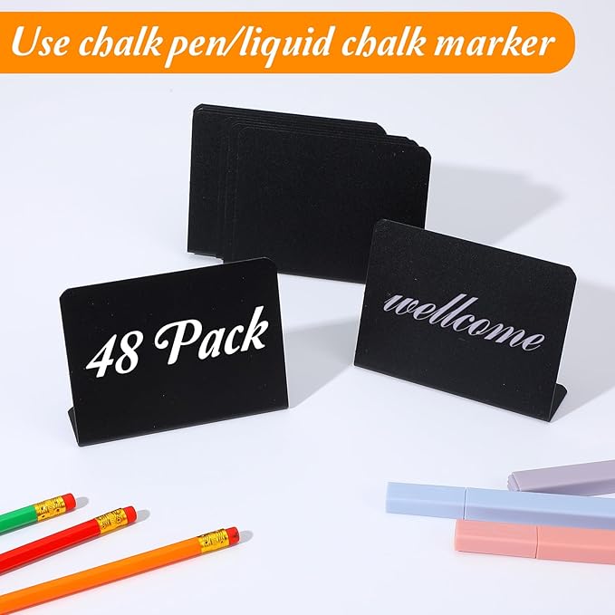 48 Pack Mini Chalkboard Signs for Food, Chalkboard Food Signs for Buffet Display - Image 4