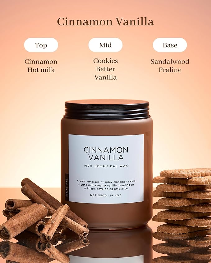 M&SENSE Cinnamon Vanilla Fall Scented Candles - Image 2