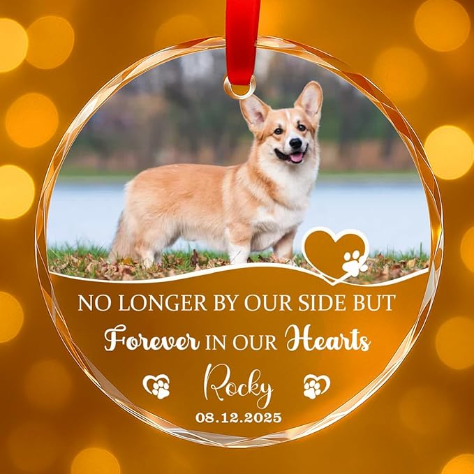 Personalized Dog Memorial Glass Ornaments, Pet Sympathy Gifts, Pet Remembrance by Unknown