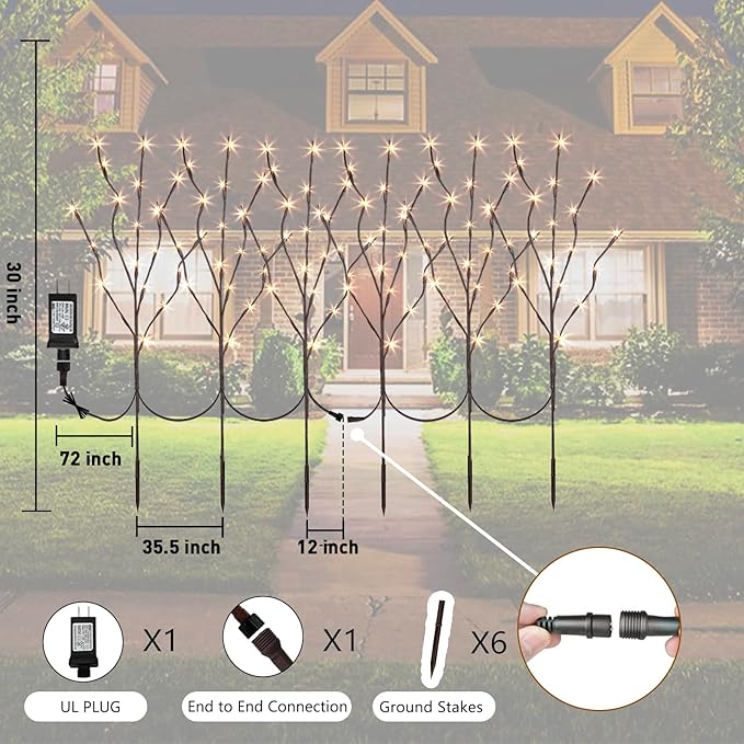 PEIDUO Lighted Willow Branches 30Inch 120 LED Twig Lights, 6PK Tree Branch - Image 4