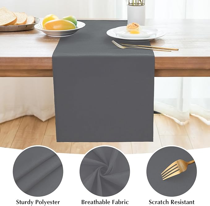 2 Pack Grey Table Runner 12 x 60 Inch Solid Color Farmhouse Runners Coffee - Image 4