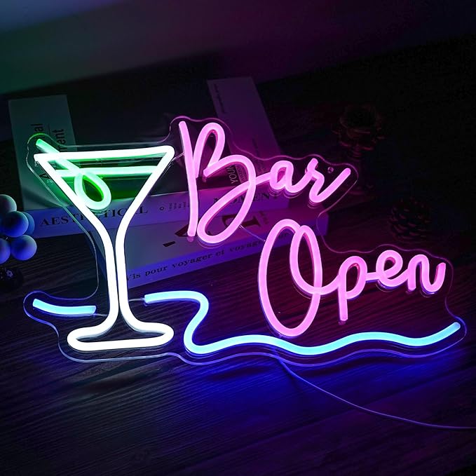 Bar Open Neon Sign Dimmable LED Cocktail Neon Lights Signs - Image 5