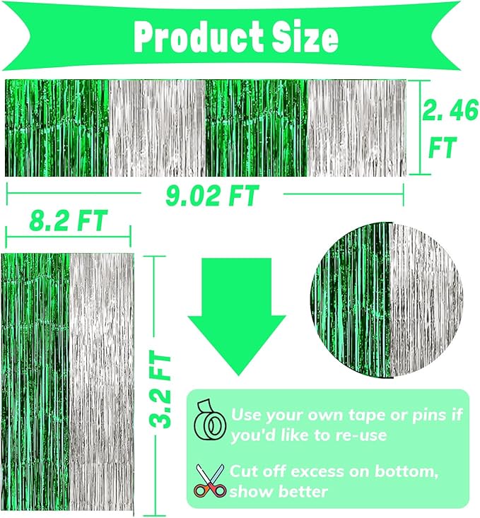 4P Metallic Foil Fringe Tinsel Table Skirts - Image 2