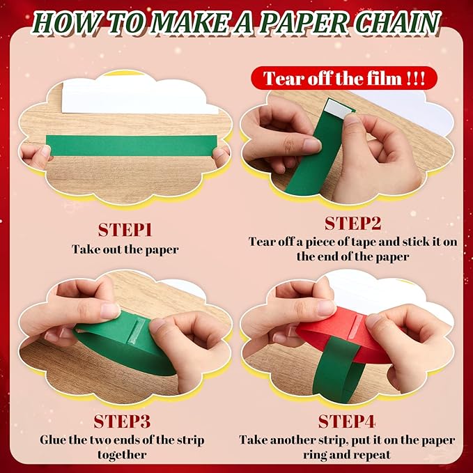 Lincia 600 Sheet Halloween Paper Chain Garland, Construction DIY Crafts Chain - Image 4