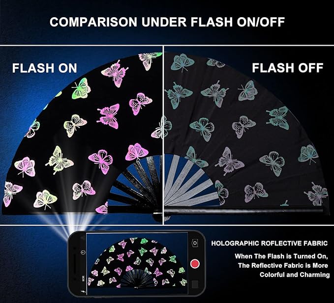 Amajiji Large Rave Folding Hand Fan Clacking Fans - Image 5