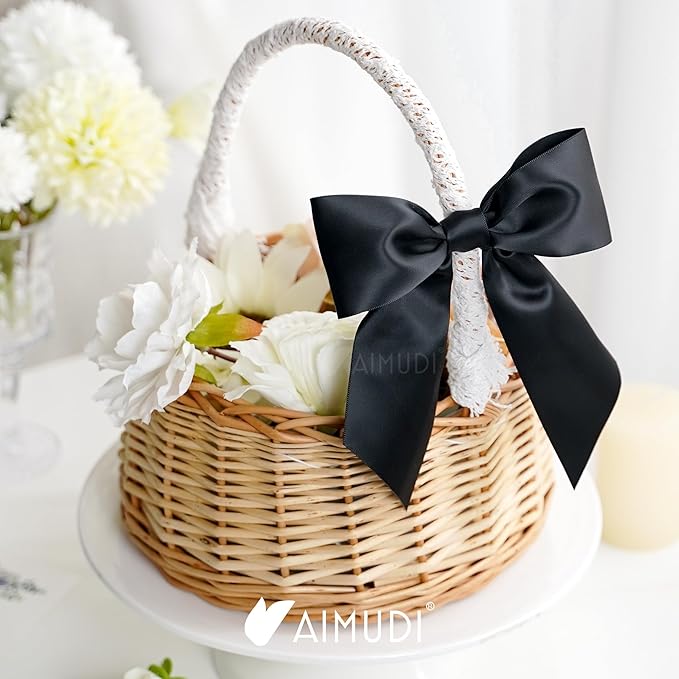 AIMUDI Black Satin Bows 5.5" Bows - Image 6