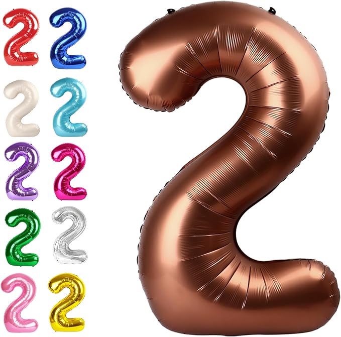 Big 40 Inch Coffee Brown 2 Number Balloon Birthday Decoration, Dark Brown by Upgesy