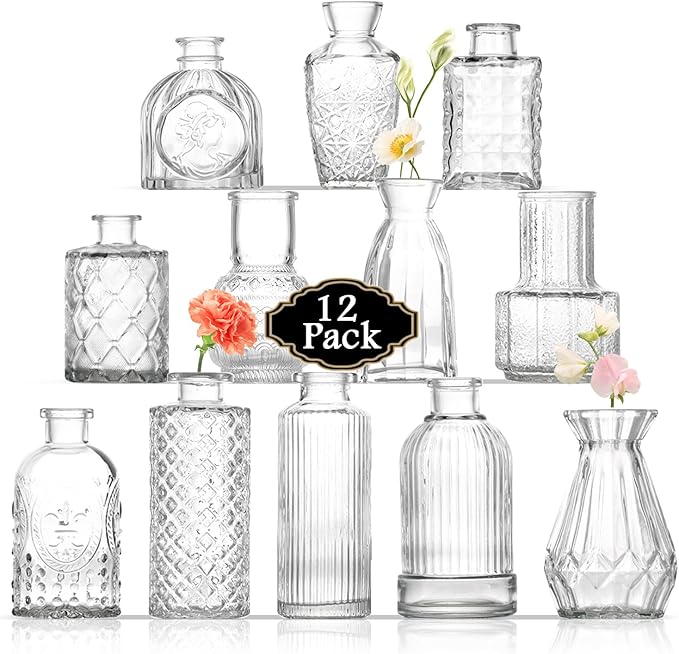 Bud Vases Set of 12, Small Glass Vases by ROLLSCERAY