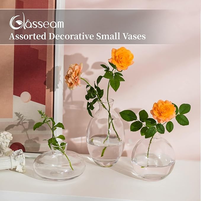 Glass Bud Vase for Centerpieces: 12Pcs Glasseam Clear Mini Small Vases for - Image 4