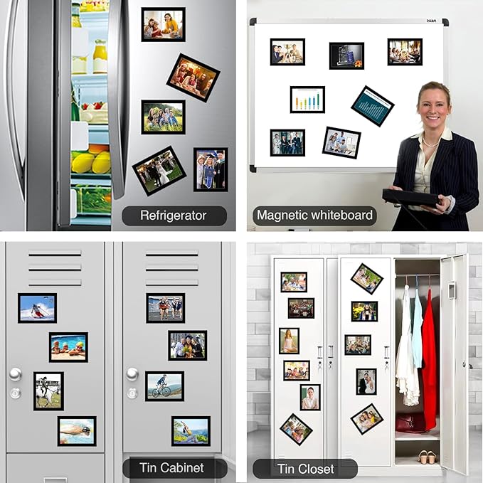 Magnetic Picture Frames with Black Border, Magnet Photo Frame Pockets/Holder - Image 7