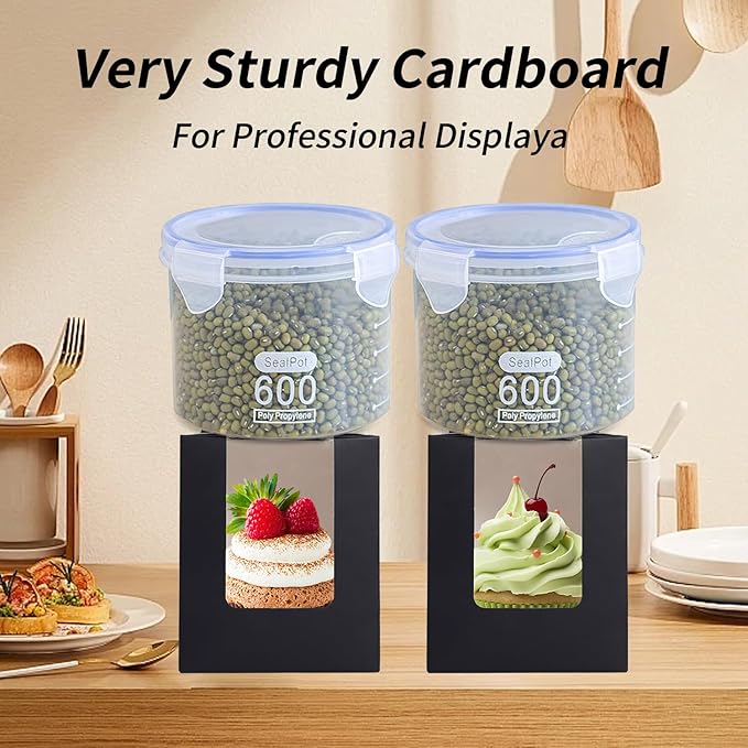 JCD Black Cupcake Boxes Individual 120 Packs Cupcake Holders Disposable Single - Image 4