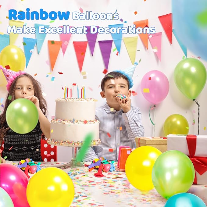 120 Pack Balloons Assorted Color 12 Inches Rainbow Latex Balloons, 10 Bright - Image 5