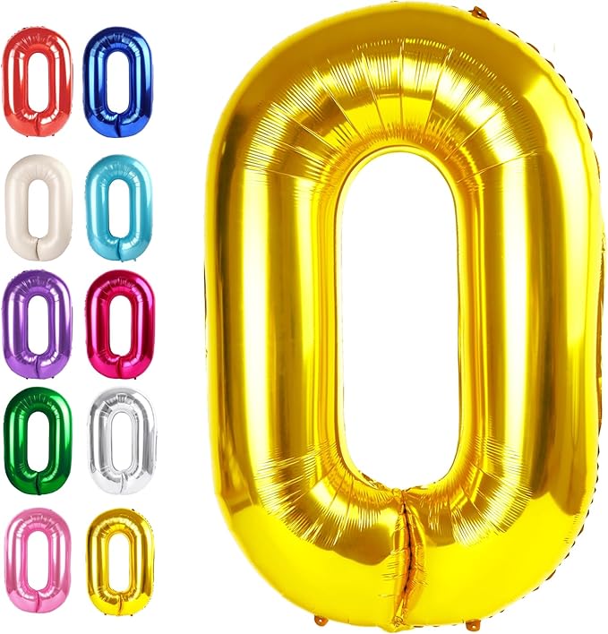 Gold 40 Inch 0 Number Balloons, 0 Decorations by Upgesy