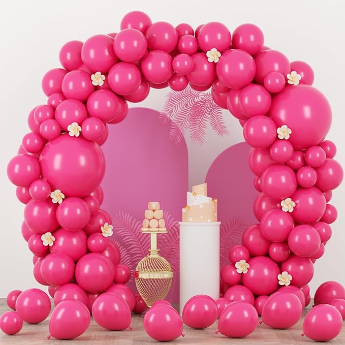 90pack Hot Pink Balloons Different Size 18/12/10/5 Inch Dark Pink Balloon by Voircoloria