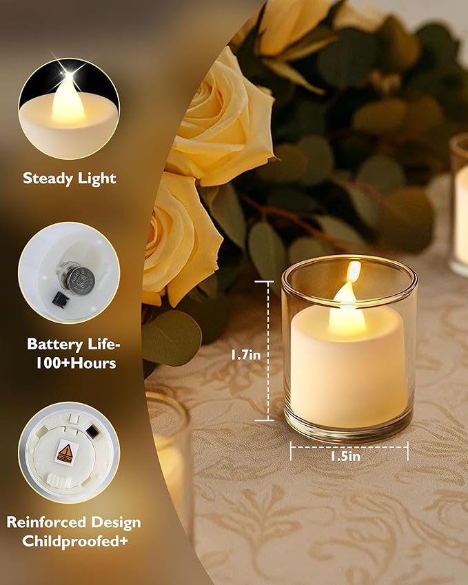 Amagic 100 Pack LED Tea lights, Flameless Votive Candles, Lasting Electric Fake - Image 2