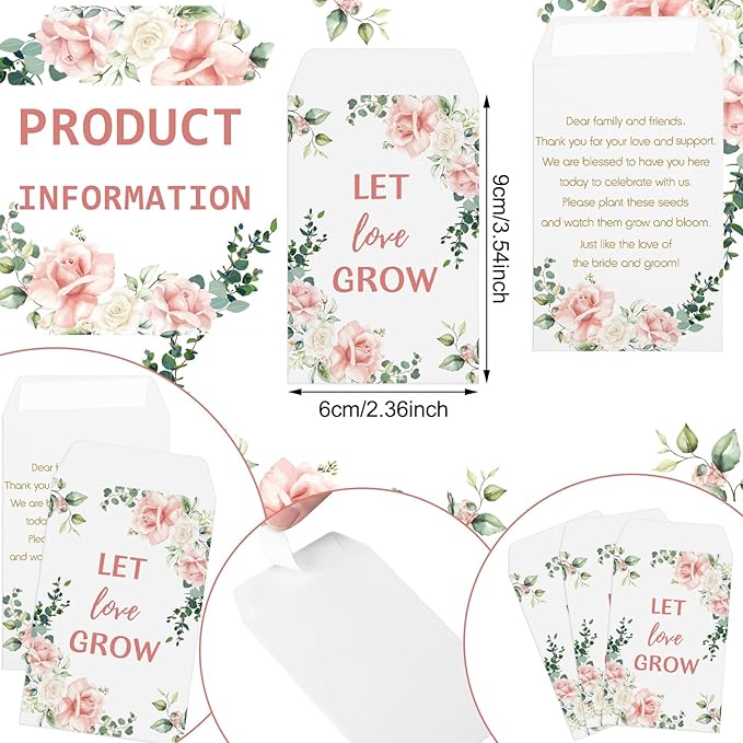 Ctosree 50 Sets Let Love Grow Wedding Favors - Image 3