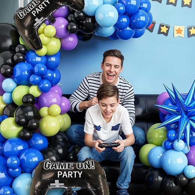 Video Game Balloons, 12 Inch Purple Green Black Video Theme Latex Balloon - Image 6