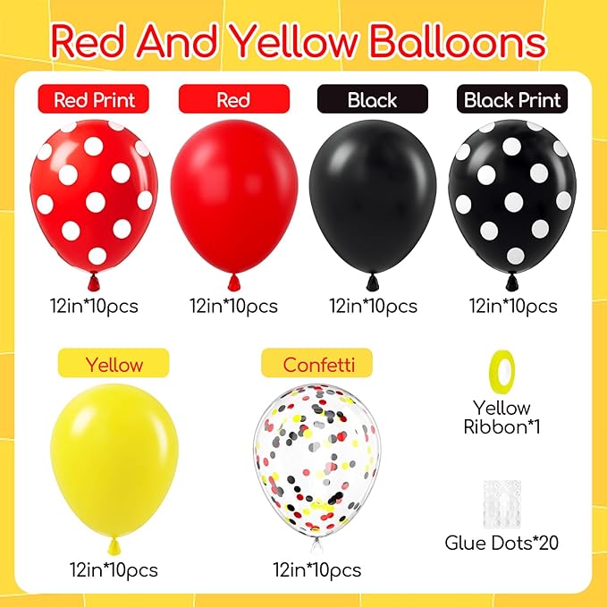 60pcs Red and Yellow Balloons 12inch - Image 4