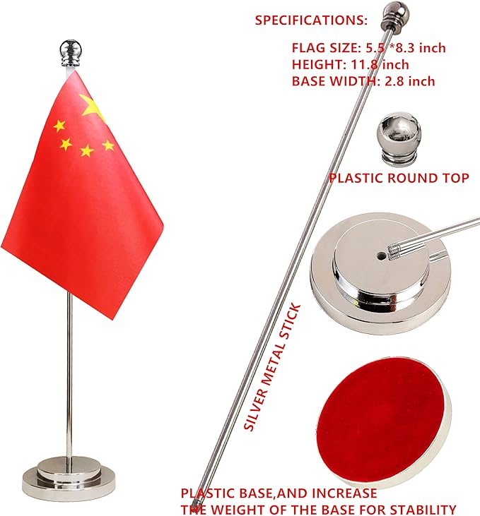 China Chinese Deluxe Desk Flag Set Small Mini Miniature China Chinese Table - Image 4